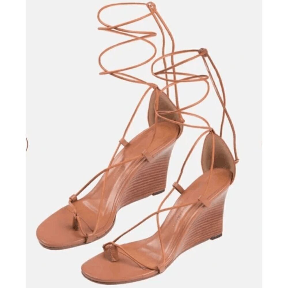 Vix Paul Hermanny Lace Up Strip Wedge sandal Brown Women's 6​​​​